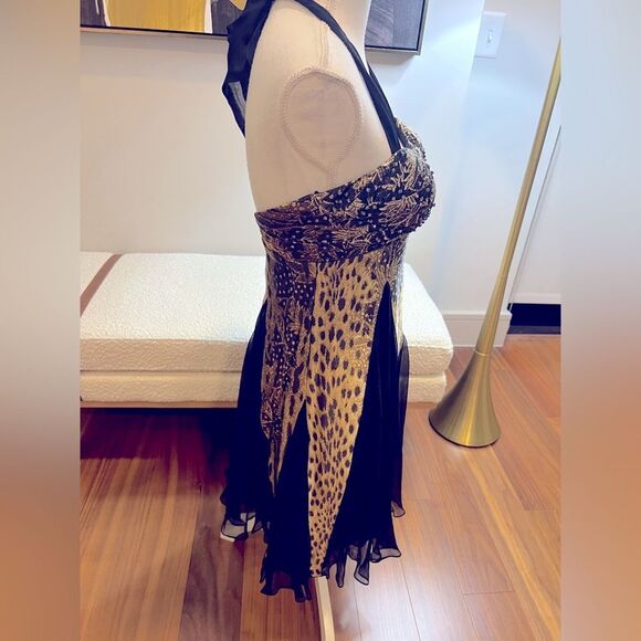 Sean Couture vintage Elegant Black and Gold cocktail Halter Dress size Small - Picture 5 of 10